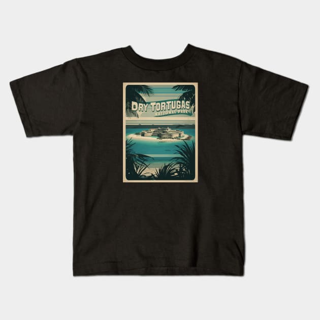 Dry Tortugas National Park Retro Poser Kids T-Shirt by Perspektiva